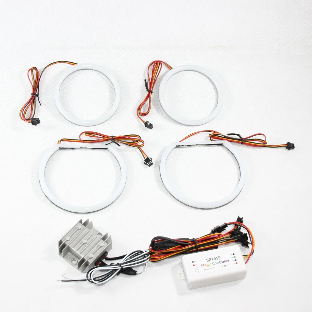 RGBW Angel Eyes Revolving Dynamic Cotton Sequential Flowing Bluetooth App For BMW E90 E91 E60/61 E81 82 83 E87 88 E46ti compact