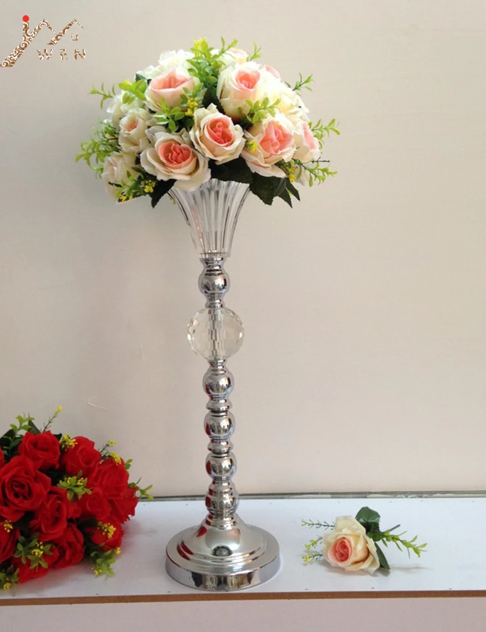 53 cm height silver Creative metal candle holder wedding centerpiece event road lead party flower rack 1 lot = 10 pcs