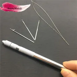 Loop Pulling Threader 1Sets Alum Handle Threader Loop Hoop Pulling Needle with 3units Hook Needles Tool Hair Extensions Kits
