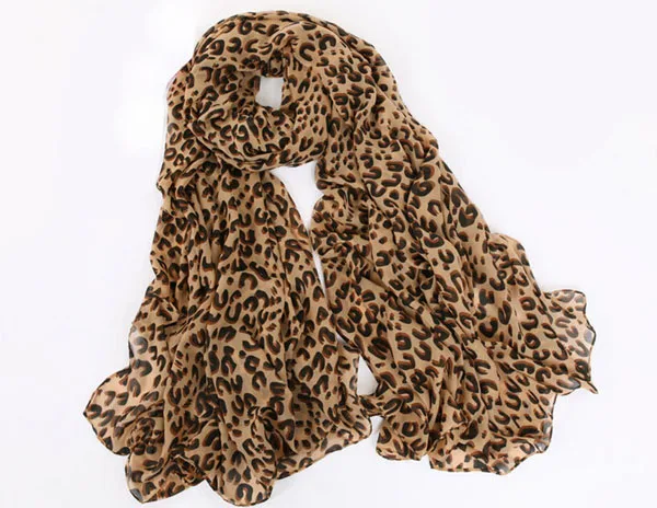 Sciarpa in Chiffon leopardato con stella di gatto con stampa di nuova moda 150x38cm sciarpe da donna scialli e sciarpe regalo per feste