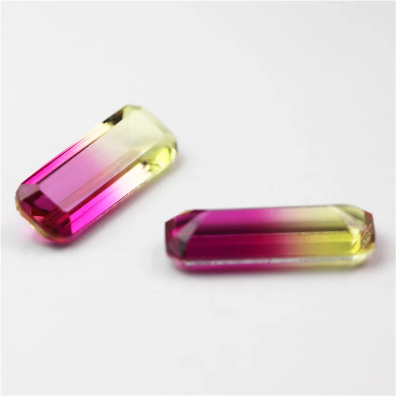 rectangle hot product composite stone bicolored tourmaline ornamental stones for rings bracelets DIY making faceted jewelry