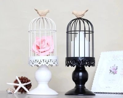 European And American Bird Cage Candlestick Decoration Wrought Iron Candle Typhoon Light Creative Gift Candlelight Dinner Deco