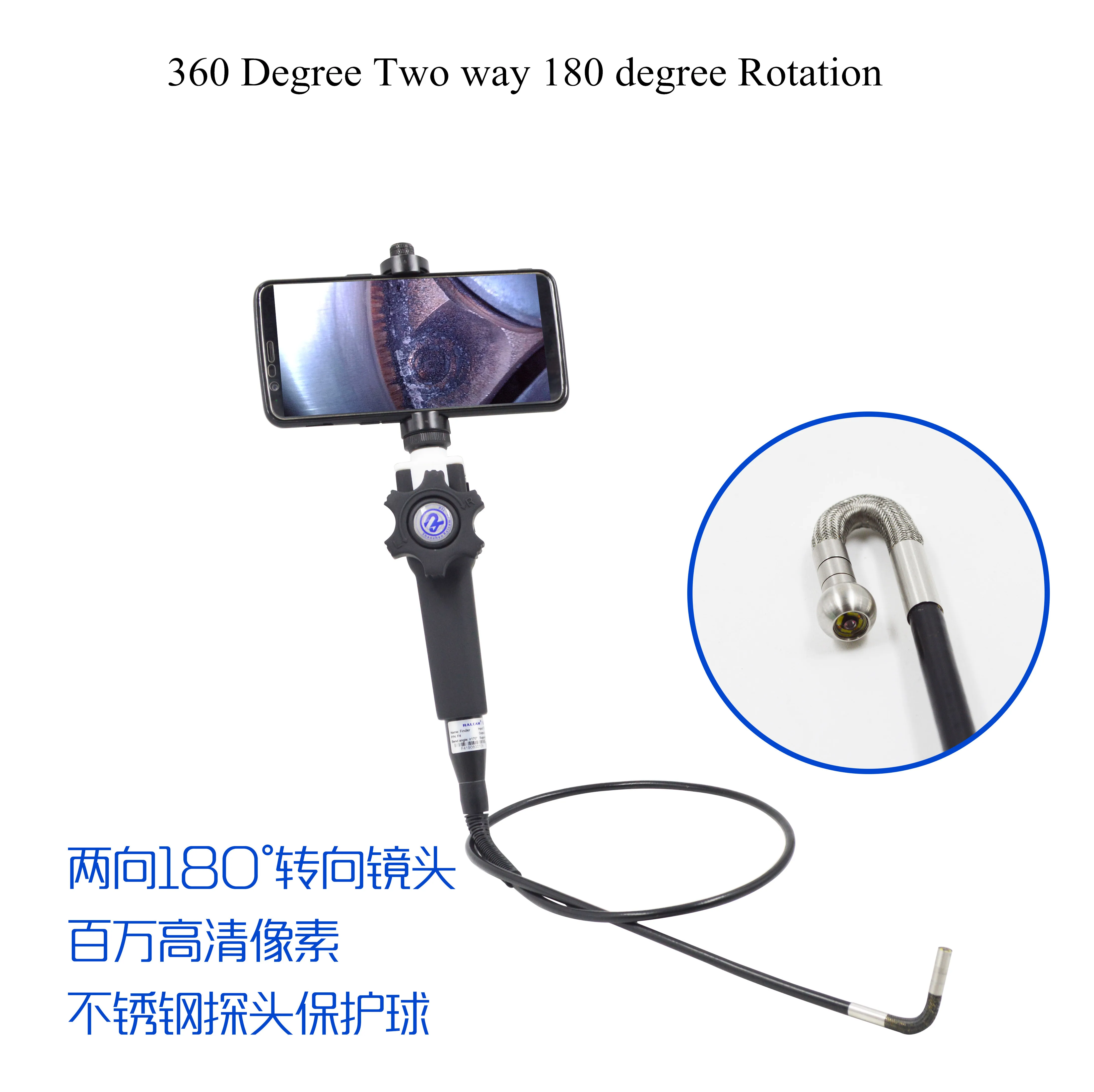 5.5mm Two Way Articulate 180 Degree Rotating Camera Mobile Direct Use 720p Endoscope Camera