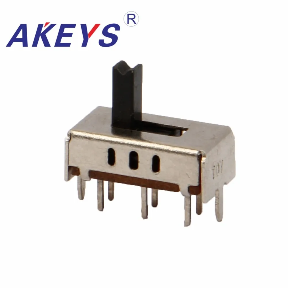 SS-22H07 2P2T Double pole double throw 2 position slide switch 6 solder lug pin verticle type with 2 fixed pin