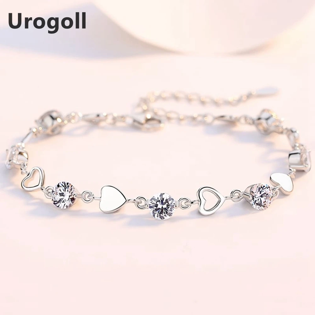 

Brand New S925 Sterling Silver Fine Jewelry Trendy Heart Zirconia Bracelets For Women Anniversary Silver 925 Jewelry Gifts