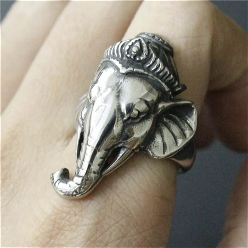 Support Drop Ship Long Polishing Ganesh Ring 100% 316L Stainless Steel Fashion Jewelry Unique Men Boys Ganesh Ring