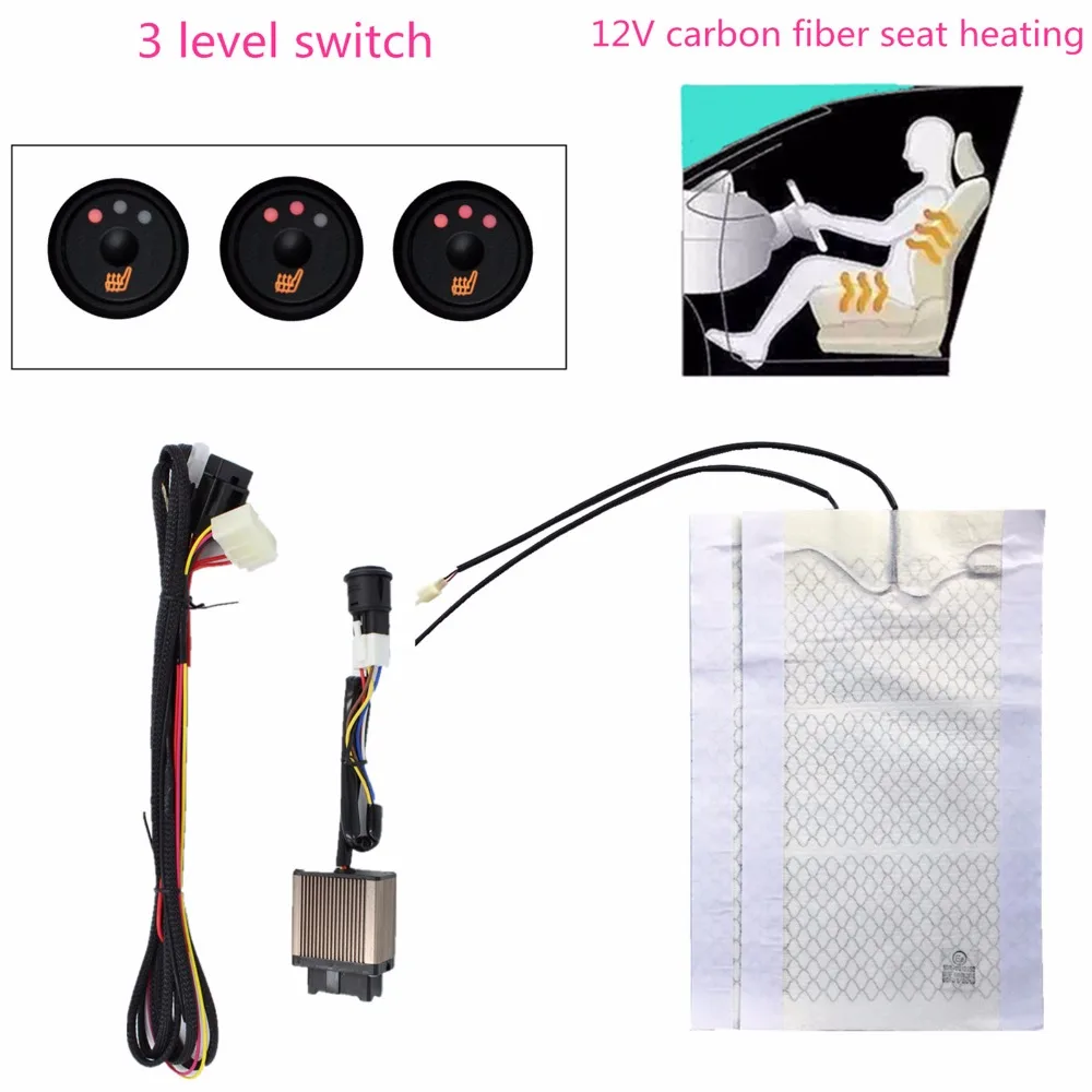 

upgrade premium Round button 3-level switch carbon fibre seat heater,heated seat,car switch heating pad