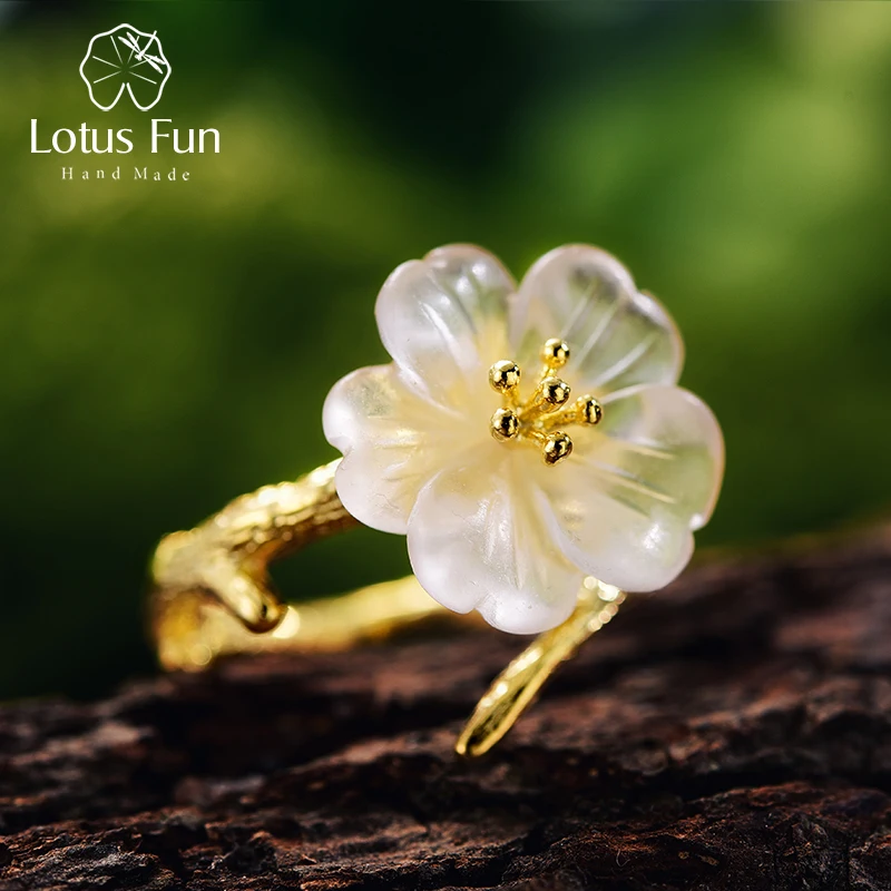 

Lotus Fun Real 925 Sterling Silver Natural Handmade Fine Jewelry Flower in the Rain Ring Open Rings for Women Female Bijoux