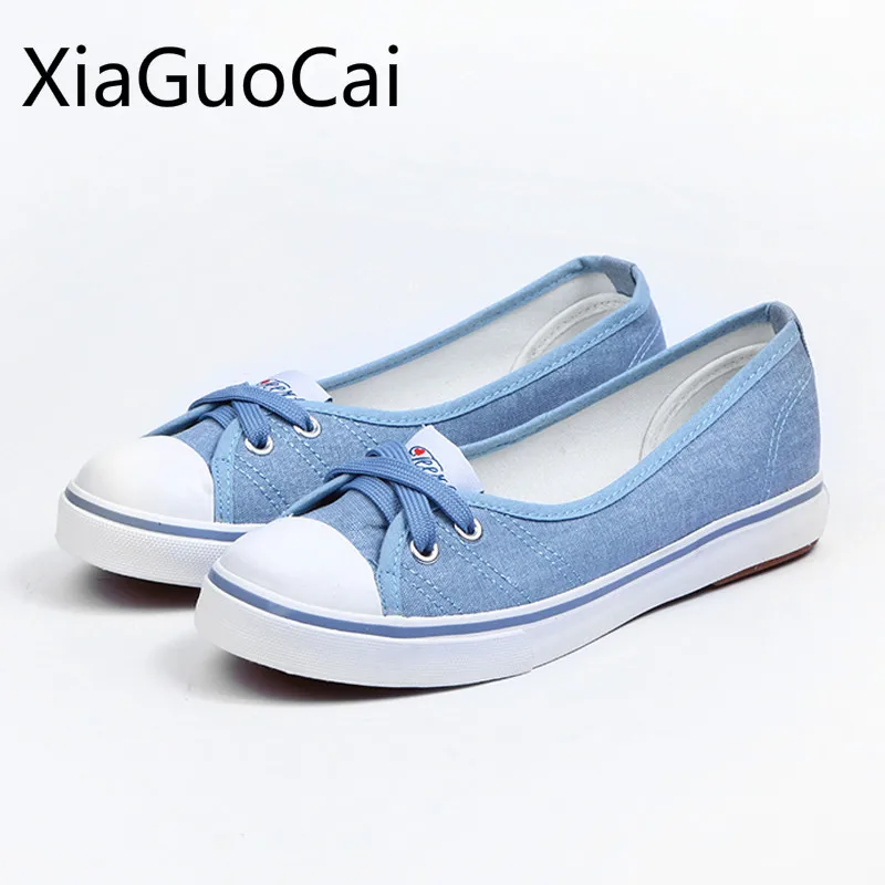 Summer Fashion Blue Women Flats Shoes Low Top Wedges Shoes Female Canvas Shoes Slip-on Student Casual Shoes Drop Shipping 35