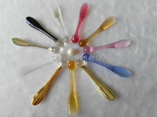 Wholesale Acrylic Gold Facial Mask Spoon DIY Eye Cream Massage sticks Mixing Spatulas Scoop Makeup Cosmetic Tools Free Shipping