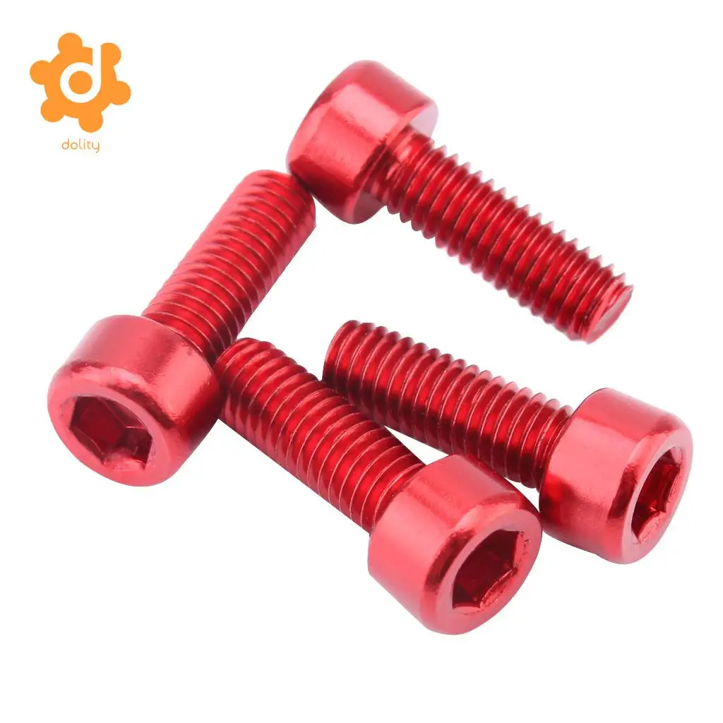 4Pcs Aluminum Alloy Bike Water Bottle Cage Bolt Holder Socket Screws Red for MTB Mountain Riding Cycling Replacement Accessories