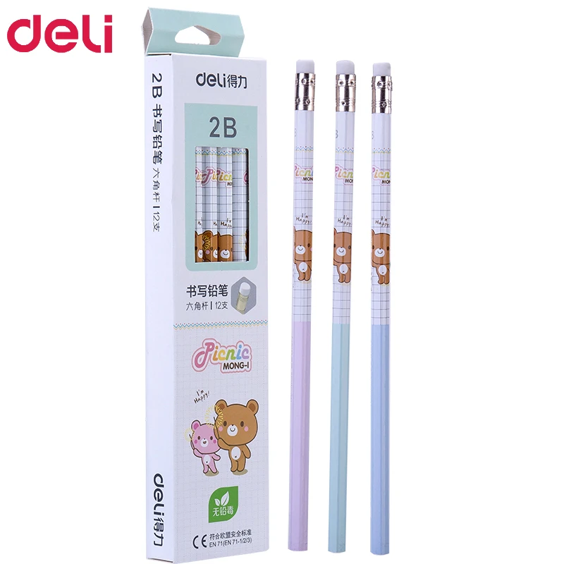 

72pcs kawaii wood pencils 2B HB cute rilakkuma pencil with erasers high quality pencil for school kids writing stationery gift