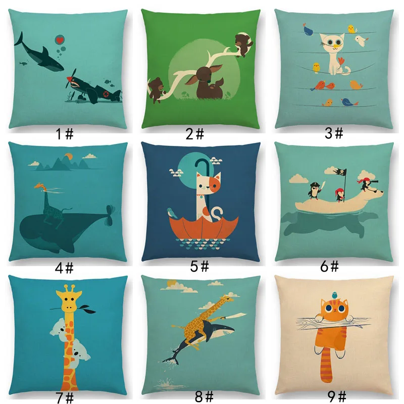 

Latest Cartoon Animals Cute Shark Cat Bird Giraffe Penguin Whale Polar Bear Hippo Panda Cushion Cover Car Sofa Throw Pillow Case