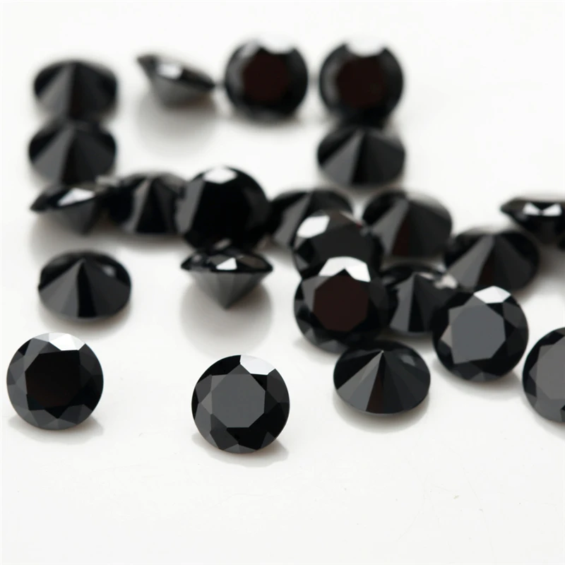 1~3mm Round Cut Black Color Nano Synthetic Gems Stone For Jewelry