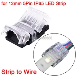 5pcs 5 Pin LED Strip to Wire Quick Connector for 12mm RGBW IP65 Waterproof 5050 LED Tape Light Connection Conductor