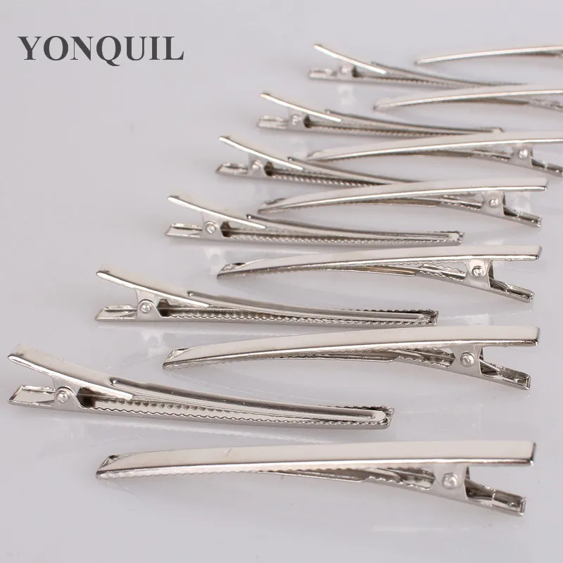 High Quality 80Mm Silver Tone Hair Clips Single Prong Alligator Clip Teeth Clips Handwork DIY Craft Hair Accessory 100Pcs/Lot