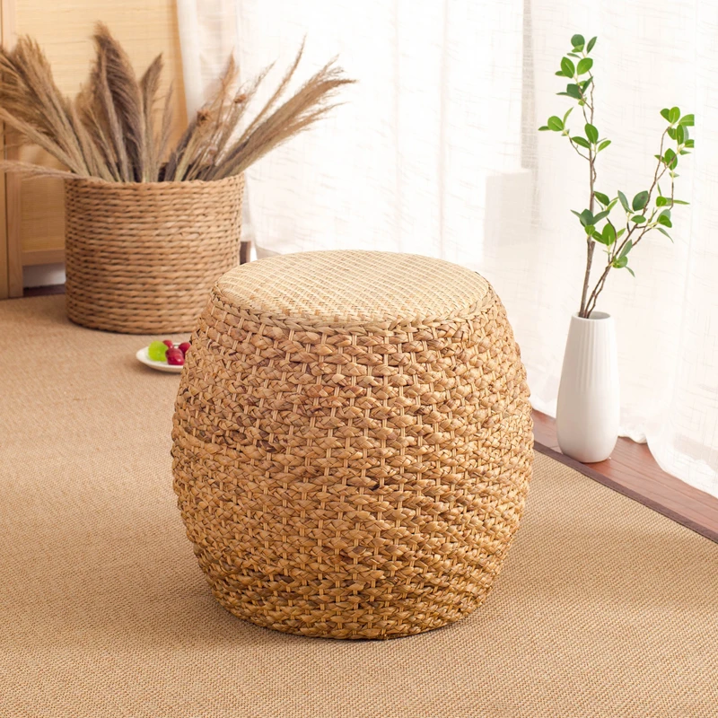 Home Collection Rattan mały taboret podnóżek otomana nowoczesny okrągły stołek do salonu Den sypialnia krzesło rattanowe nowoczesność