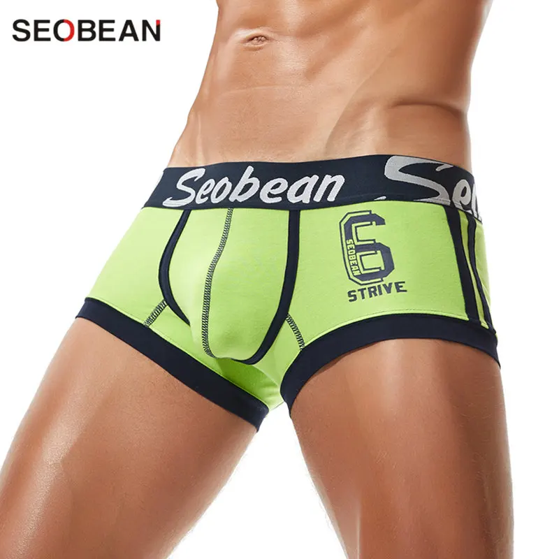 SEOBEAN Male Panties Cotton Underwear Boxer Briefs Breathable Men\'s Boxer Printing Underpants Sexy Low waist Boxer Shorts