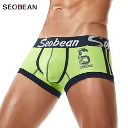 SEOBEAN Male Panties Cotton Underwear Boxer Briefs Breathable Men's Boxer Printing Underpants Sexy Low waist Boxer Shorts