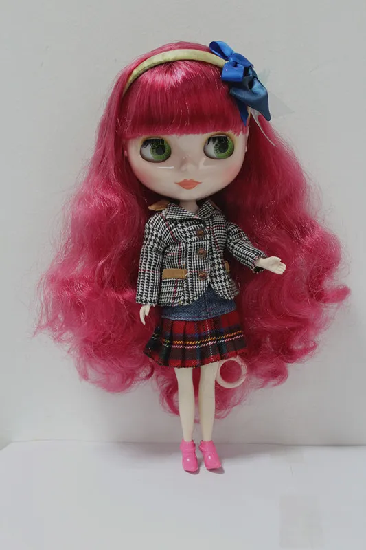 

Blygirl Blyth doll Rose red hair volume No.4130 normal body 7 joints 1/6 body DIY doll hair volume for their makeup