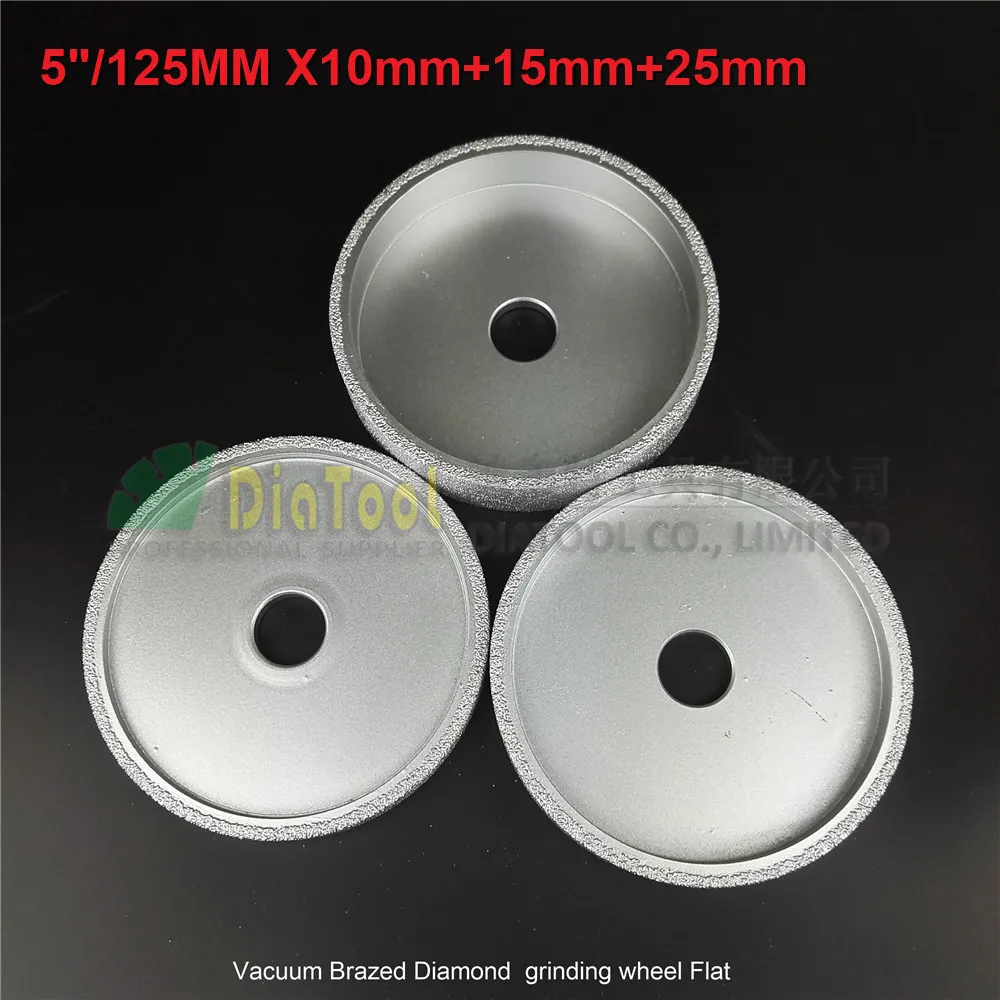 

DIATOOL 1set 125mmx10MM+15MM+25MM Vacuum Brazed Diamond Grinding Flat Wheel Beveling Wheel For Marble Granite Artificial Stone