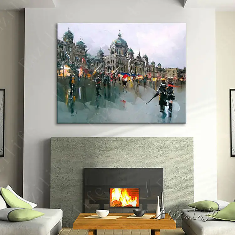 Paris Street Art Painting Home Decor Home Decoration Oil painting Wall Pictures for living room Home Decor paint Wall art paint4