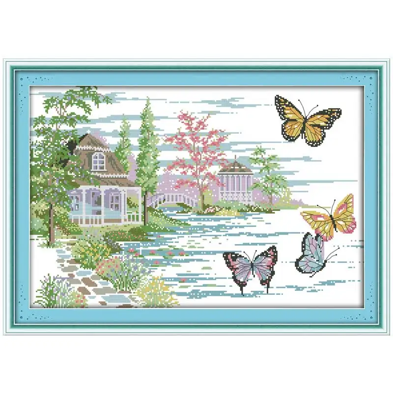 The Butterfly Estate Patterns Counted Cross Stitch Set DIY 11CT 14CT 16CT Stamped DMC Cross-stitch Kit Embroidery Needlework