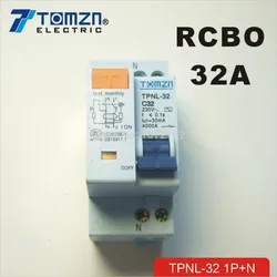 Dpnl 1p n 32a 230v〜50hz/60hz残留電流サーキットブレーカ、現在および漏れ保護rcbo