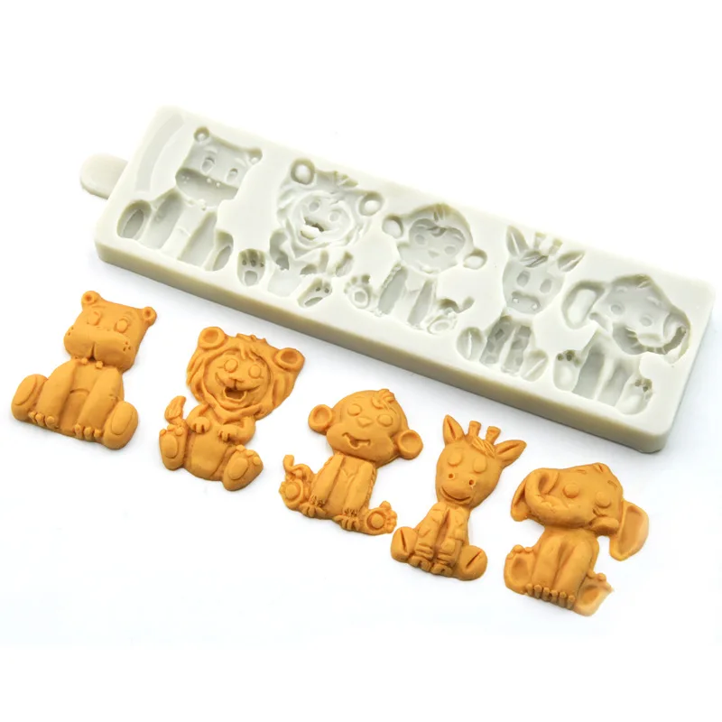 

Luyou 1pcs Lion & Rabbit & Elephan cake silicone mold fondant mold Birthday cake decorating tools chocolate gumpaste mold FM1851