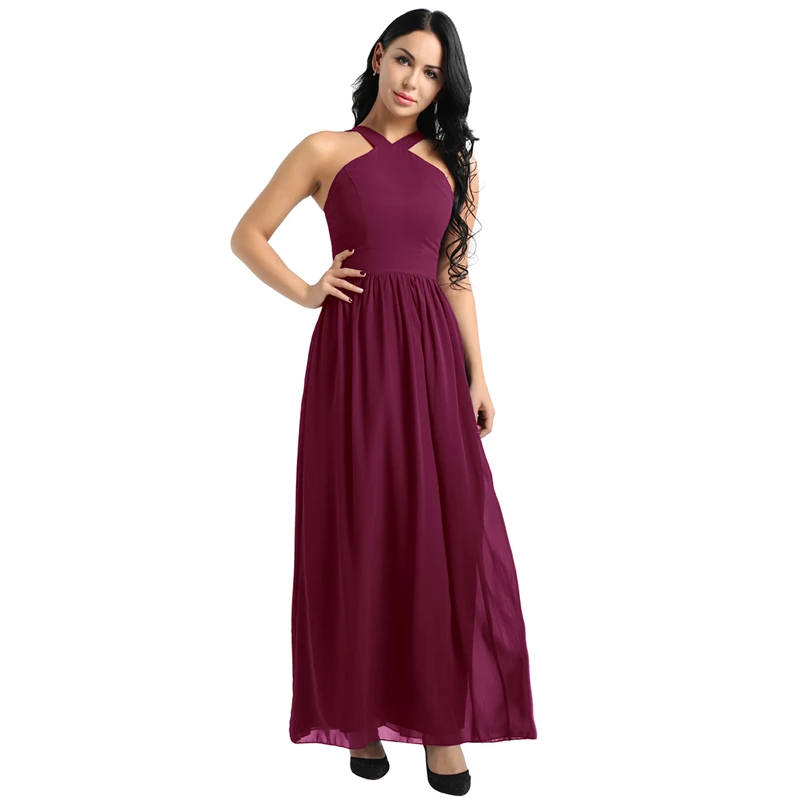 Robe longue de soirée pour femmes, Sexy, longueur au sol, Club, été, dos nu, à bandes, Maxi, demoiselle d'honneur, style Boho