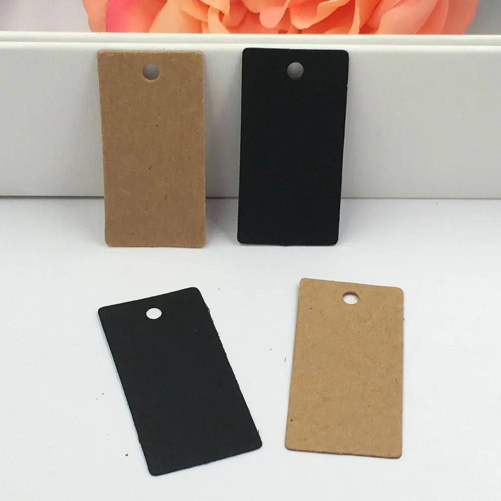 Black Rectangle Blank Gift Tags Price Jewelry Hang Tag DIY Accept Custom Kraft Paper Clothing Label Tags 4x2cm 50Pcs/Lot