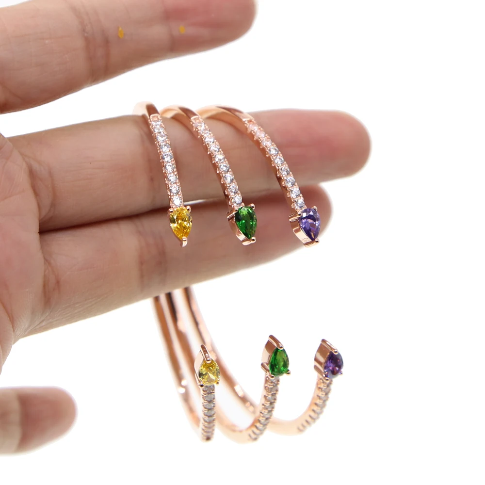 5 colors european USA Hot Sale European cz Charm Bead Cuff open Bangle & Bracelet Fashion Jewelry For Women