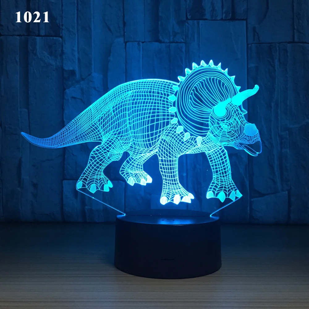 Dinosaur 3D figure Multicolored visual stereoscopic LED lamp Wireless speaker Acrylic Room ornament Kid's gifts Y25