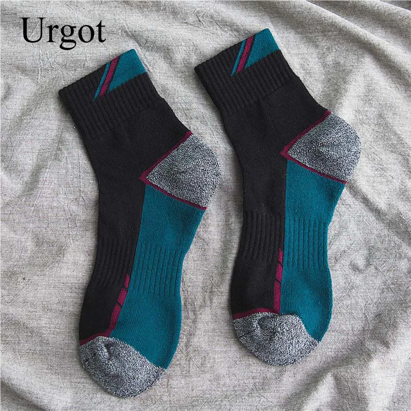 Urgot 5 Pairs Mens Socks Autumn Winter Thick Towel Bottom Thicken Loops Pull Cotton Tube Patchwork Color Fashion Socks Men Meias