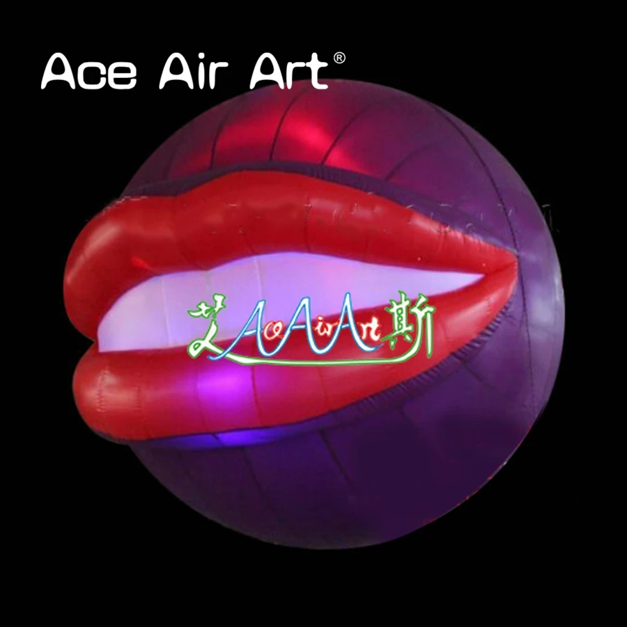 new product Inflatable LED light Mysterious grotesque ball of lips  for party ,event or night club