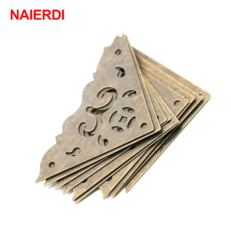 10PCS NAIERDI Jewelry Box Corner Protector Bronze Decorative Corner Bracket Antique Book Frame Accessories Furniture Hardware