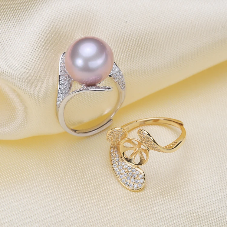 Luxury Rings Holder S925 Sterling Silver Pearl Rings Settings Women DIY Pearl Rings Jewelry Components 3Pieces/Lot