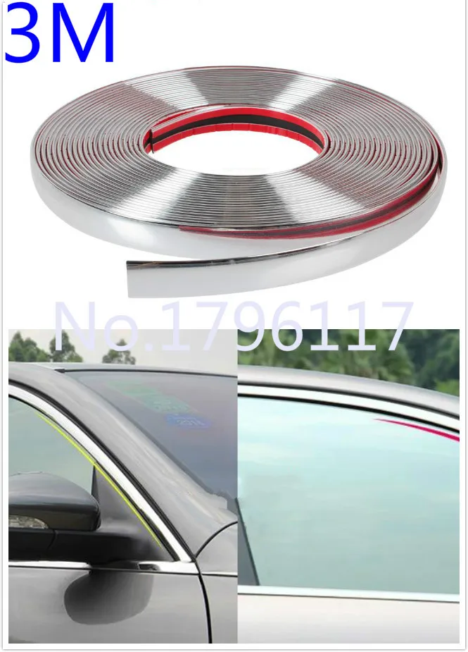 Tira de pegatinas cromadas para coche, moldura de puerta, embellecedor automotriz, estilo de coche, ancho diverso, 3M por rollo