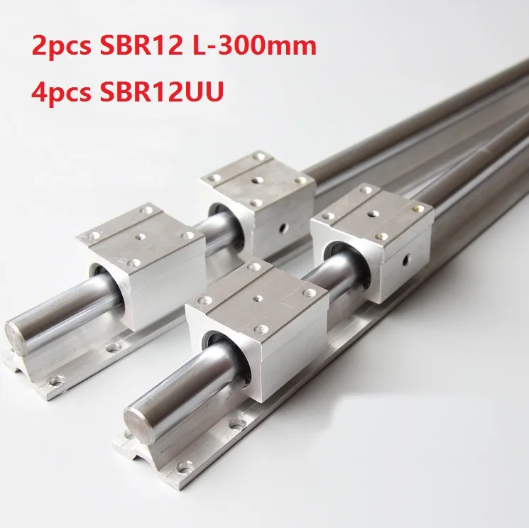 

2pcs SBR12 L-300mm support rail linear guide + 4pcs SBR12UU linear bearing blocks for CNC router parts