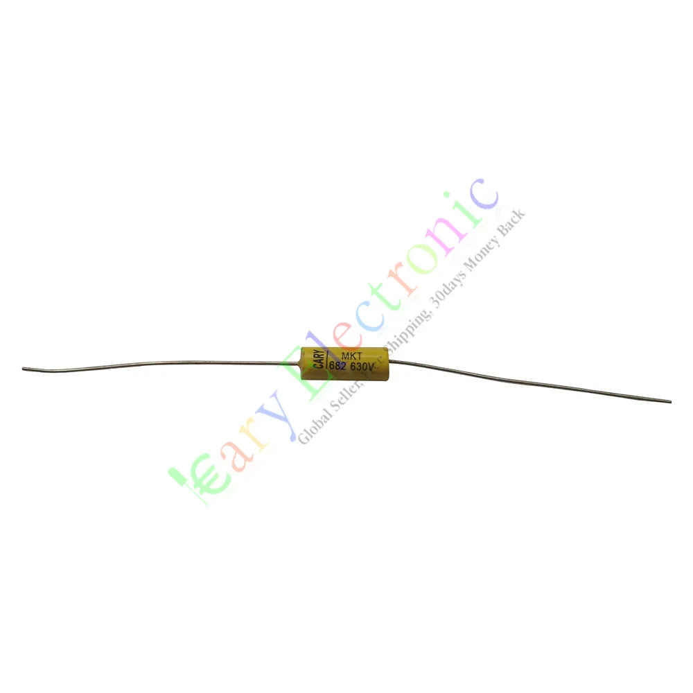 Wholesale and retail 100pc yellow long lead Axial Polyester Film Capacitor 0.0068uF 630V fr audio amps free shipping