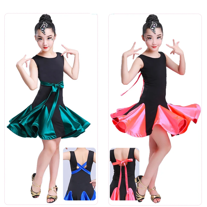 Children's Latin dance skirt exercise clothes summer girls grading performance clothing  kids dresses for girls