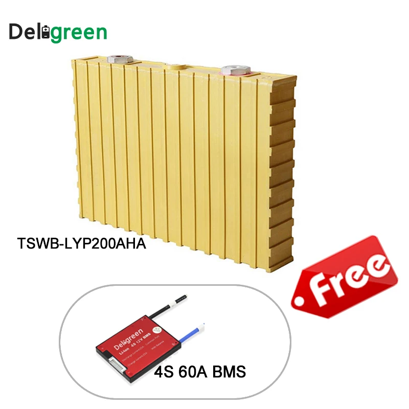 Rechargeable LifeYPO4 battery 4pcs 3.2v Winston battery 200Ah with free 4S60A BMS for LifePO4 battery for solar system