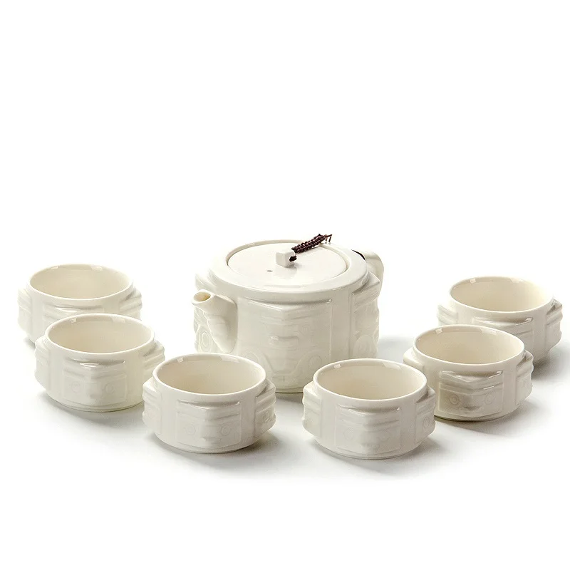 Ceramic white porcelain tea set suit set creative Kung Fu jade jade Facebook gift Hotel travel tea se