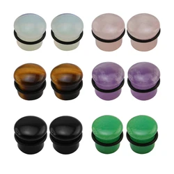 ZS 1 Pair 5MM-18MM Natural Stone Ear Plug And Tunnel Men Women Flesh Stretcher Single Flared Ear Expander Piercing Body Jewelry