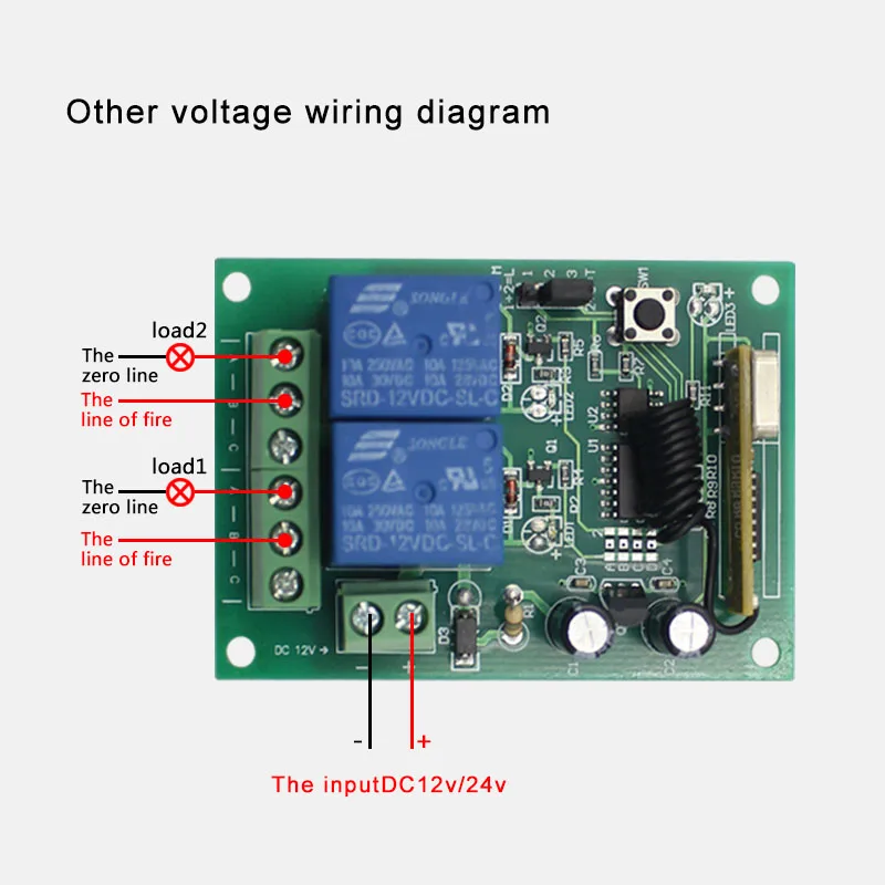 433Mhz Universal Wireless Remote Control Switch DC24V  2CH Relay Receiver Module & RF 433 Mhz for Light Switch