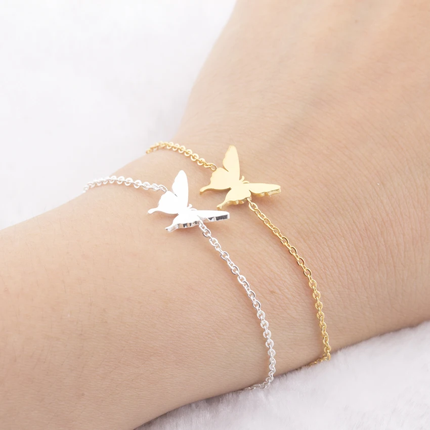 Cute Butterfly Bracelet For Women Girls Kids Fashion Butterfly Charm Hand Chains Jewelry Best Friend Gifts Fine Beach Bracelets