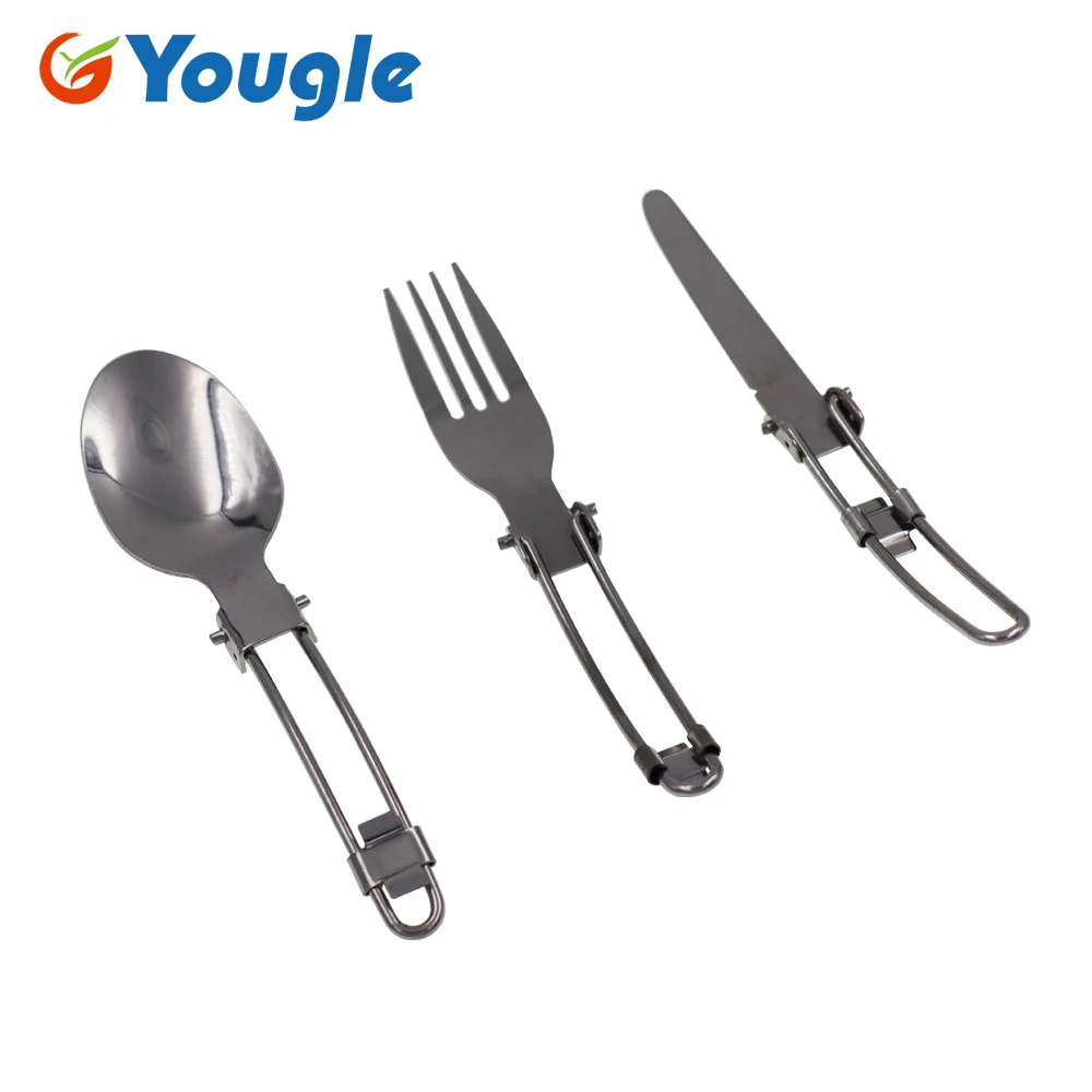 Stainless Steel Foldable Picnic Cutlery Set for Camping