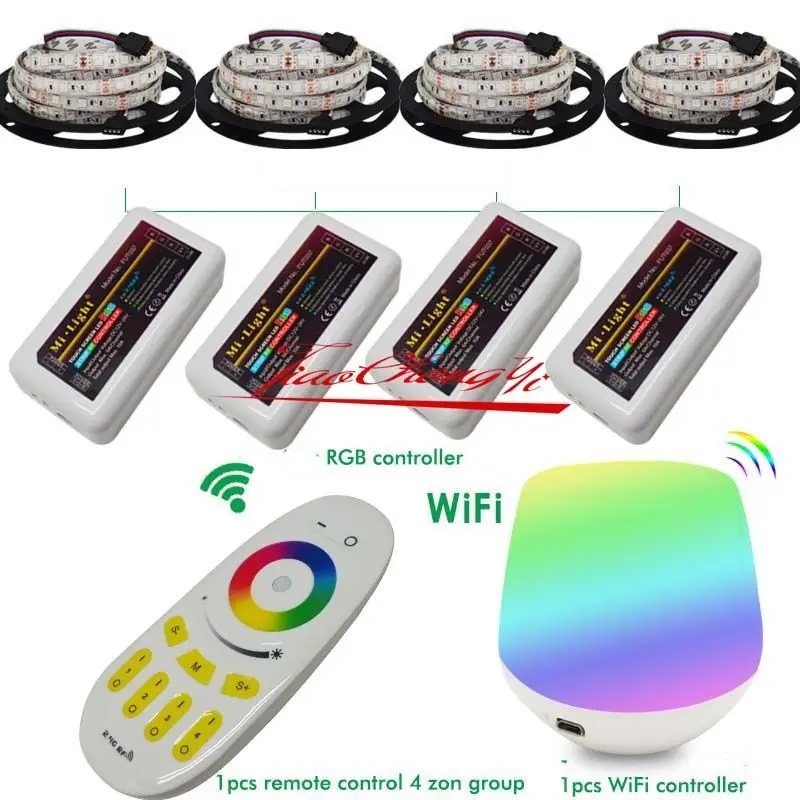 

20m strip led RGB light 5050 DC12V + 4pcs 4zone controller + remote control WiFi