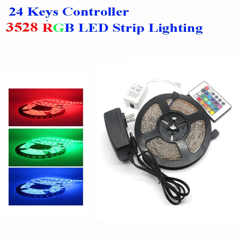 

RGB Led Strip 3528 5M 300Leds Waterproof Flexible Lighting DC12V 60Leds/M String Ribbon Tape Lamp Home Decoration Light