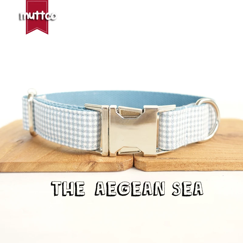 

MUTTCO retailing British style collar THE AEGEAN SEA dog collar 5 sizes UDC022